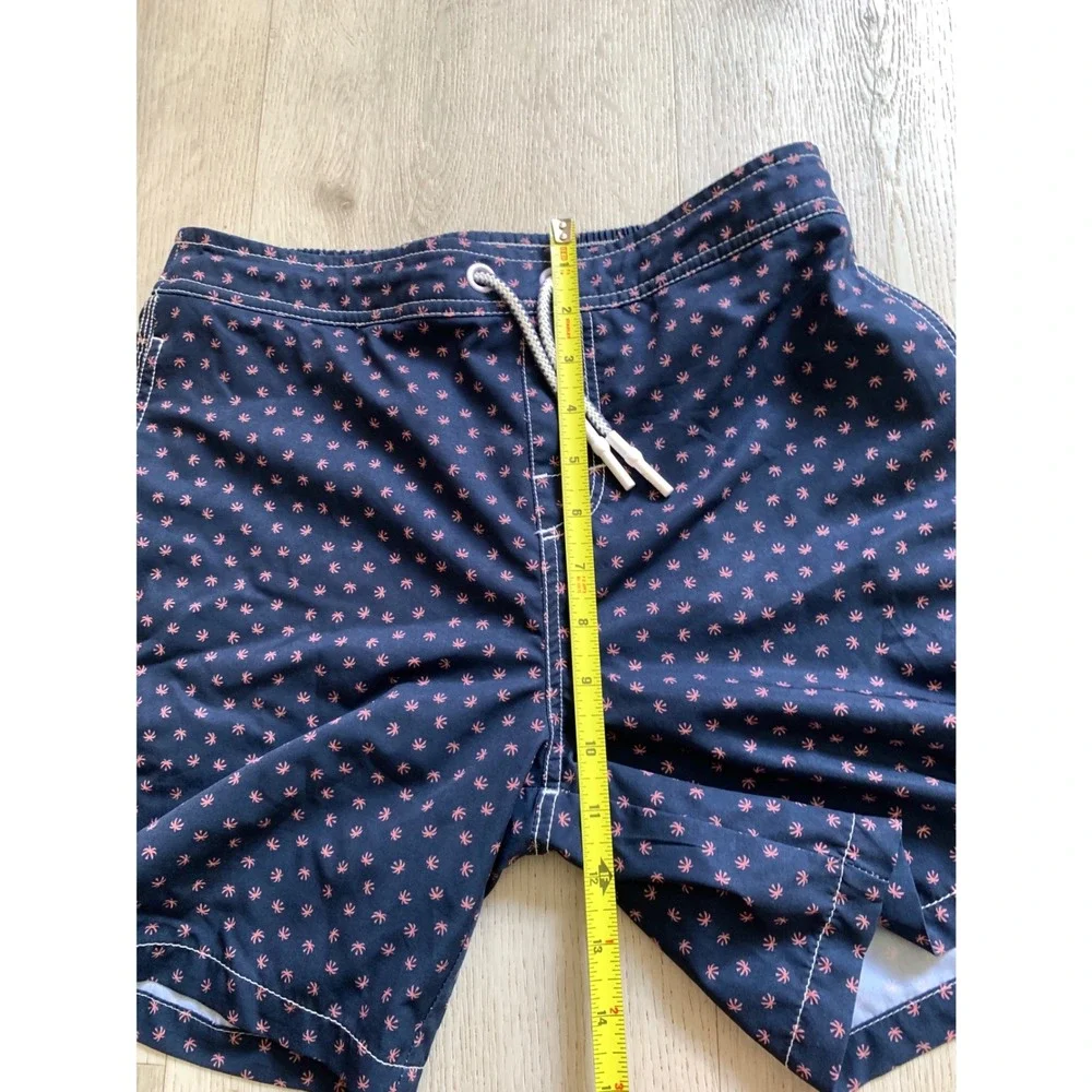 Johnnie-O Boys Navy Blue Pink Palm Tree Print‎ Swim Trunks Board Shorts Size 14